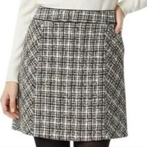 White House Black Market Skirt Sz 6 Tweed A-Line Black White Metallic Old Money